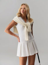 TRNVIE Fitted V-Neck Pleated Women Short Dress